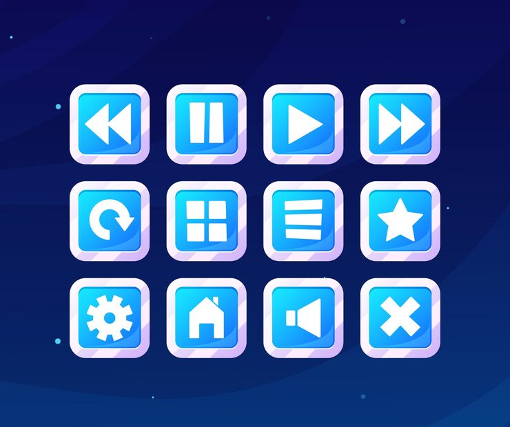 Vector game menu buttons provide quick access to various features like settings options and levels they enhance user experience by simplifying navigation and improving gameplay functionality vector set