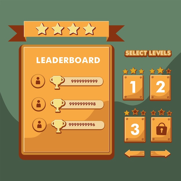 Premium Vector  Game leaderboard in cartoon style with different ranks.  leaderboard for game user interface.