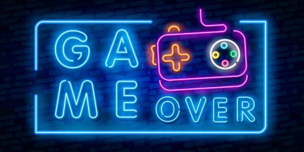 Vector game over neon sign