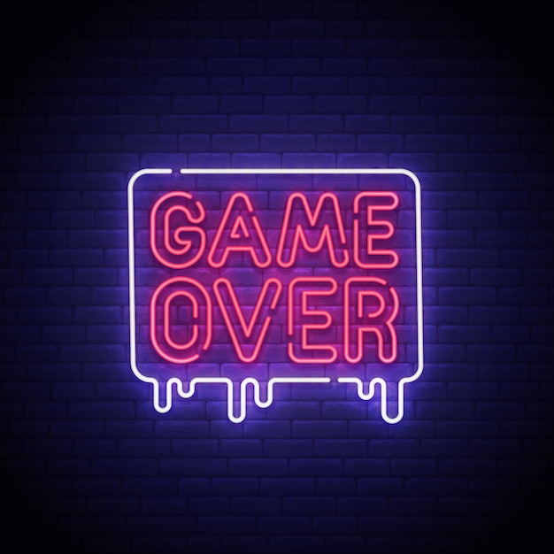 Vettore game over insegna al neon