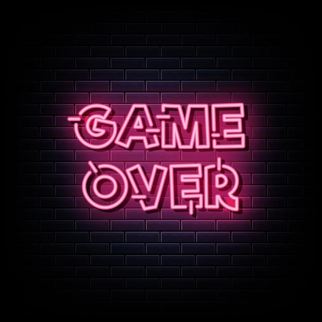 Game over insegne al neon modello di progettazione insegna al neon