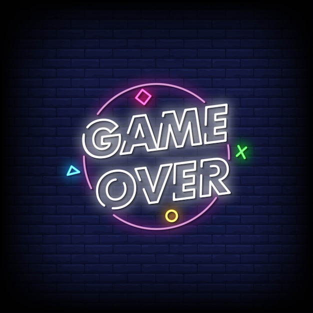 Game over neon signs style text