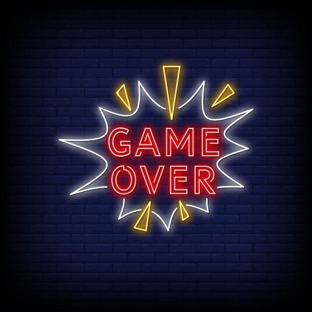 Vector game over neon signs