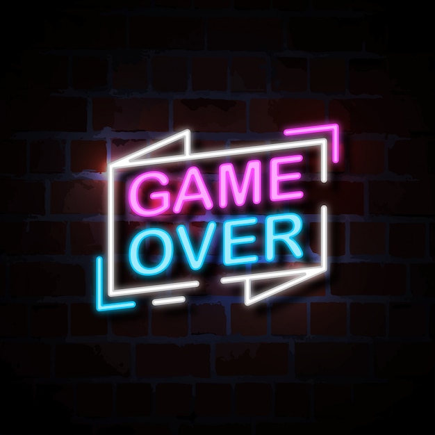 ゲームネオンスタイルサインイラスト
