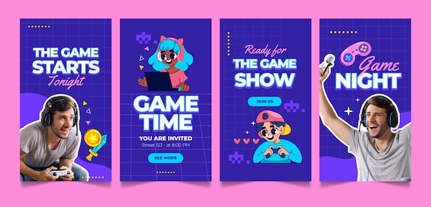 Vector game night instagram verhalen sjabloon