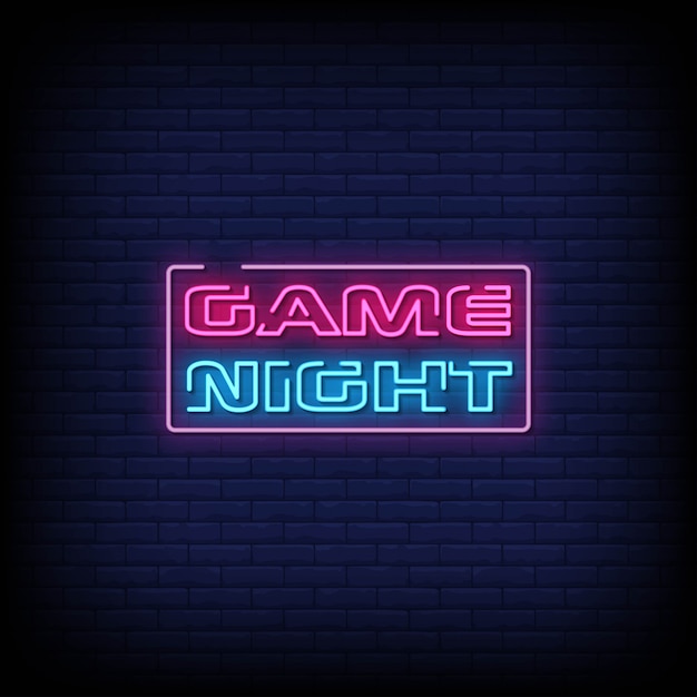 Game night neon signs style text