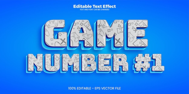 Редактируемый текстовый эффект game number 1 в современном трендовом стиле