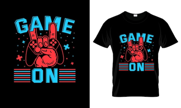 Vector game on kleurrijke grafische t-shirt unicorn t-shirt design