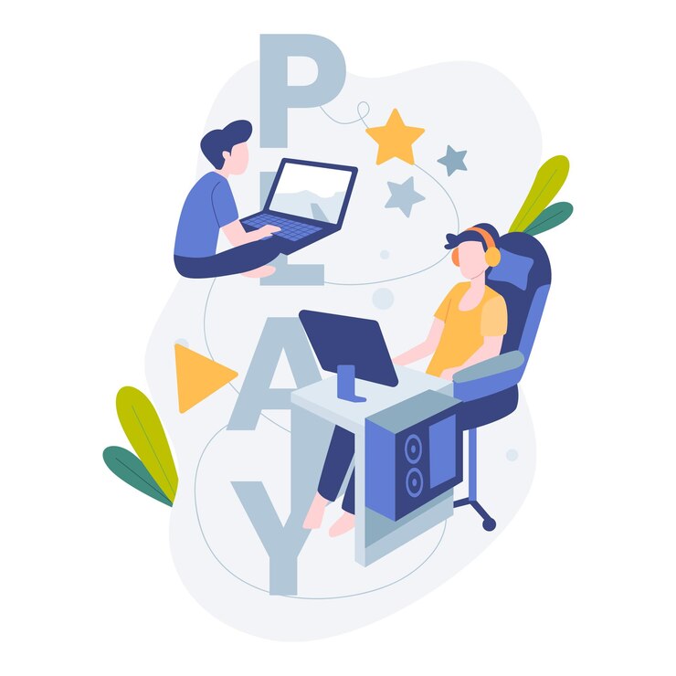 Vector game online streaming flat illustration