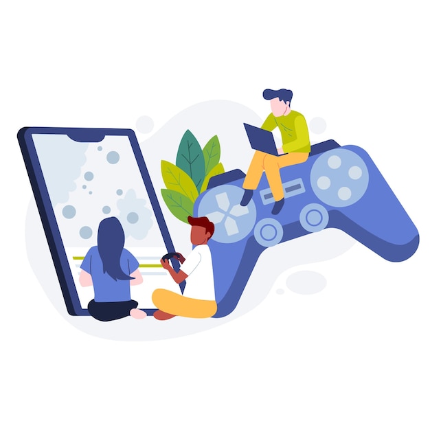 Vector game online streaming flat illustration