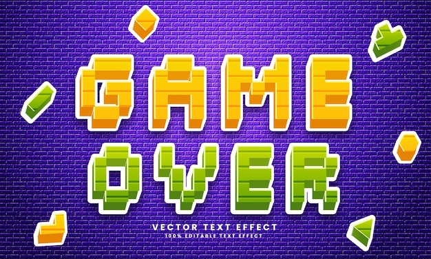 Game Over 3d Vector bewerkbaar teksteffect met achtergrond