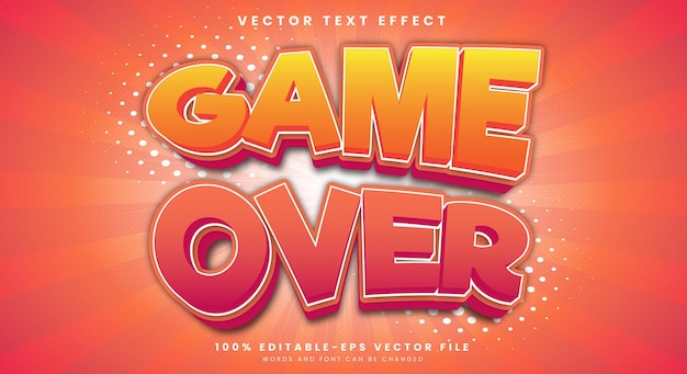Game Over bewerkbare tekst-effect sjabloon met moderne stijl