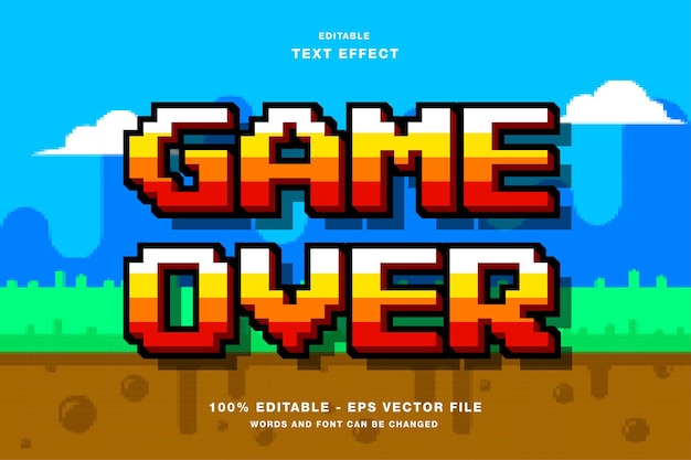 Текстовый эффект game over pixel art