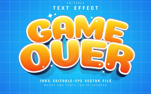 Game over teksteffect in cartoonstijl