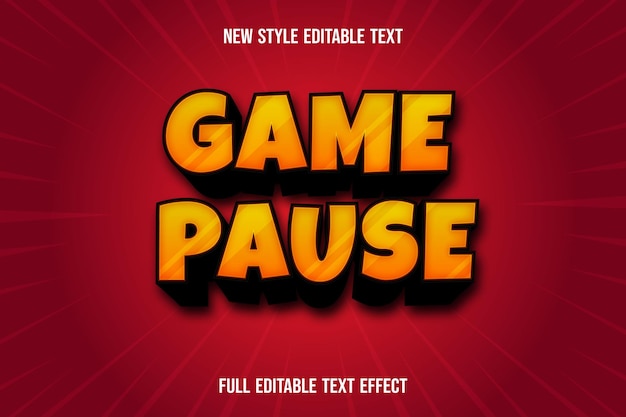 Game pause editable text effect