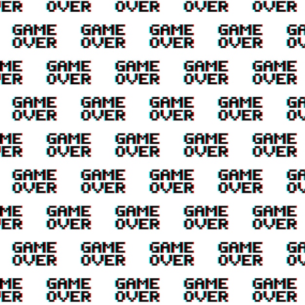game over Pixel art for game design black pattern on white background