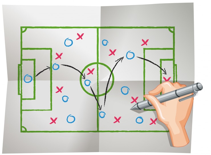 Vector game plan on draft paper