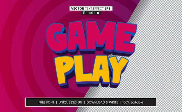 Vector game play 3d text effect fully editable