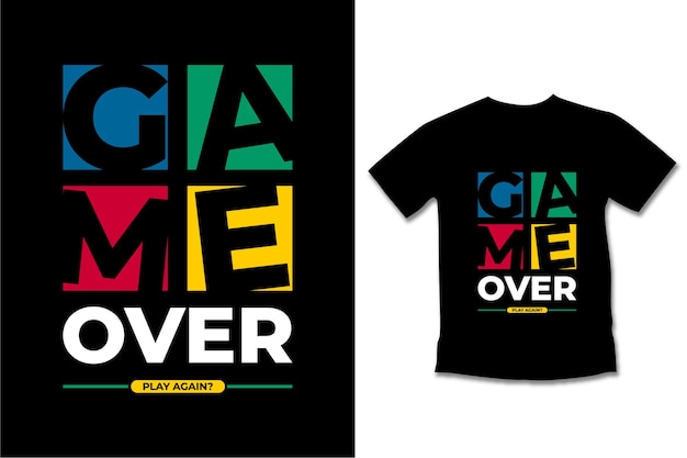 Game over play again Tshirt design vector