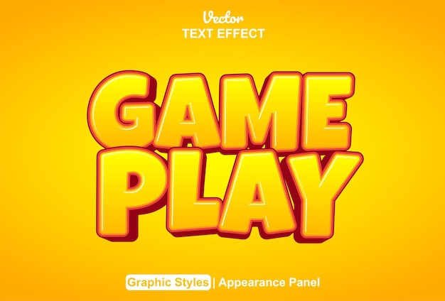 Vettore gioco gioco effetto testo con stile grafico arancione e modificabile