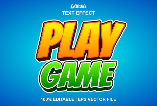 Vector game play text effect with yellow and green 3d style