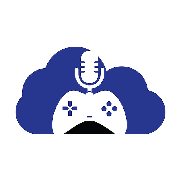 Game podcast and cloud shape concept logo design