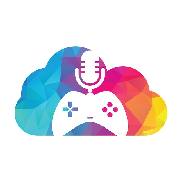 Game podcast and cloud shape concept logo design