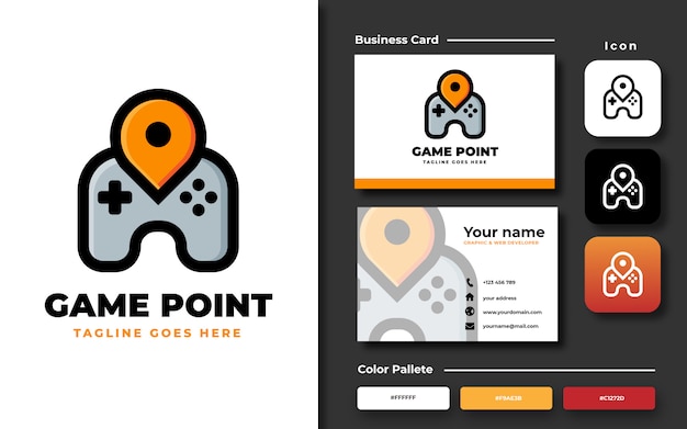 Game point logo template with business card