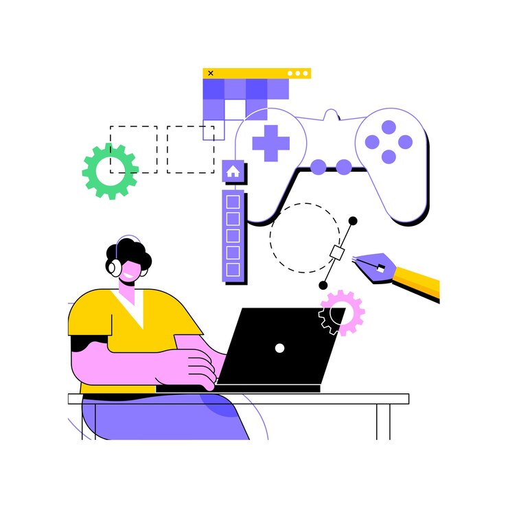 Vector 게임 제작 고립된 만화 터 일러스트레이션 전문 개발자 특수 컴퓨터