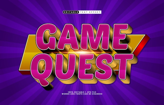 ゲームクエスト 編集可能なテキスト効果 プレイとゲームテキスト効果