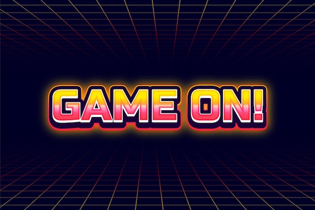 Vector game on retro arcade 3d template editable text effect