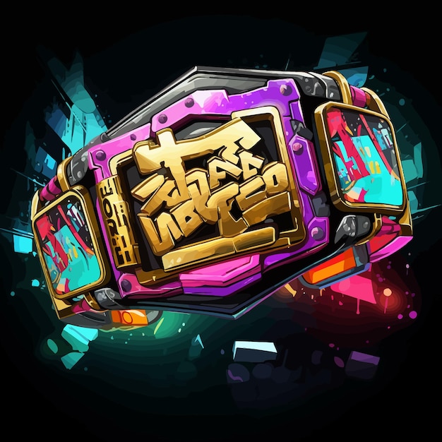 Vector game ring neon color art