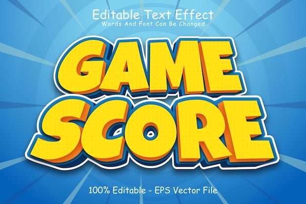 Game Score Editable Text Effect 3 Dimension Emboss Cartoon Style