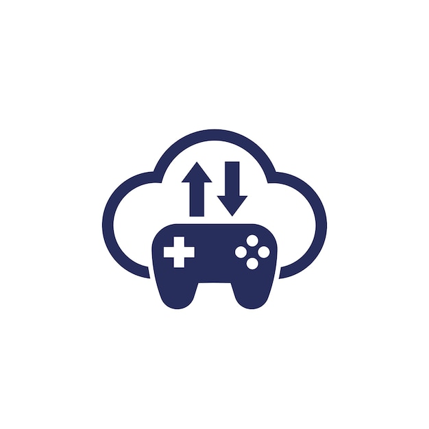 Icona del server di gioco con gamepad e cloud