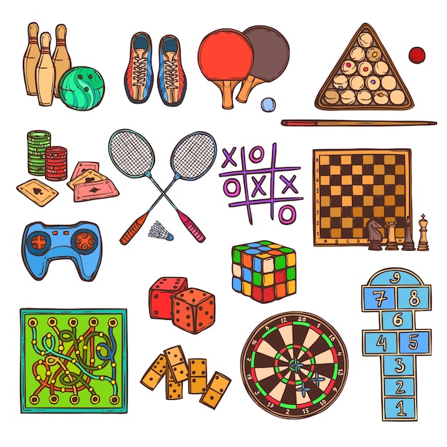 Vector game sketch icons