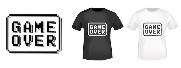 Vettore mockup di gioco su francobollo e t-shirt