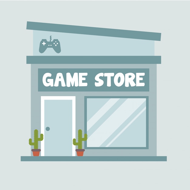 Vector game store flat illustration