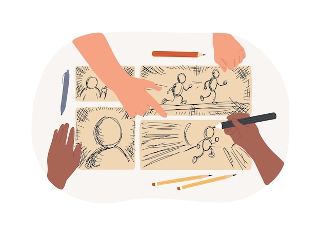 game storyboarding isolated cartoon vector illustrations