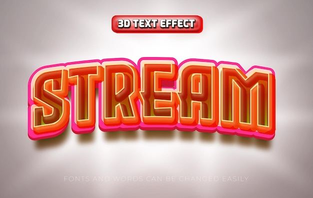 Game stream 3d editable text effect style