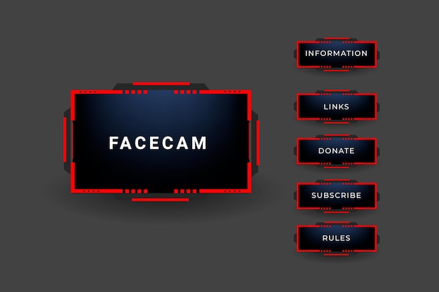 Game streaming panels and buttons design collection