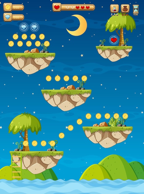 Vector game template forest scene