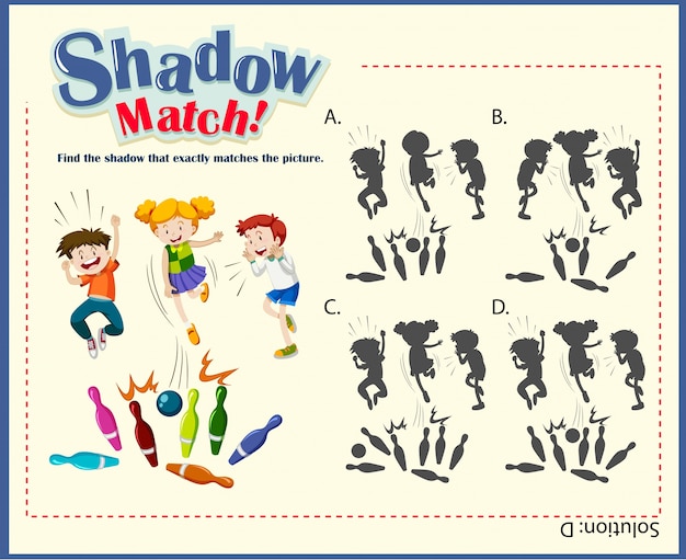 Game template for shadow matching with bowling