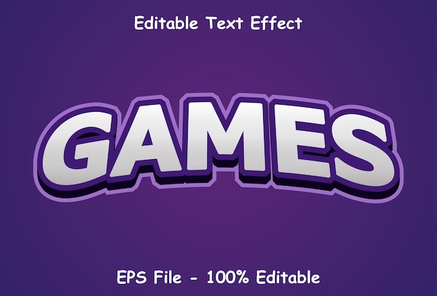 Game text effect with 3d style and purple color editable