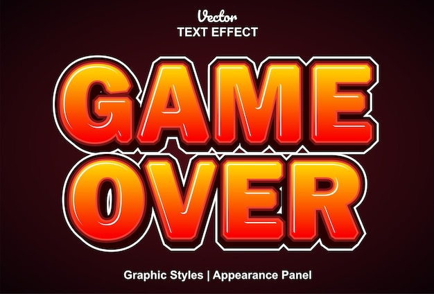 Game over text effect with graphic style and editable