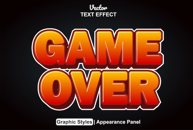 Game over text effect with graphic style and editable