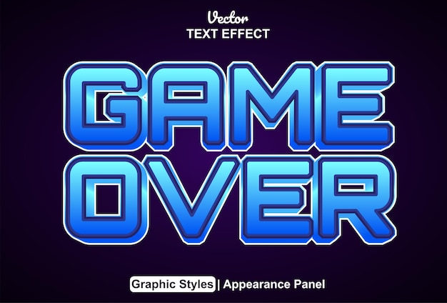 Game over text effect with graphic style and editable