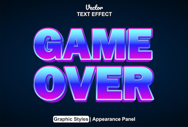 Game over text effect with graphic style and editable