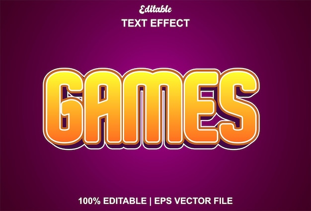 Game text effect with orange color and editable