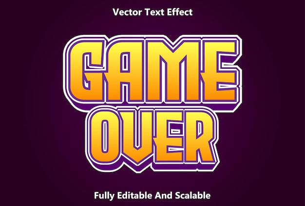 Game over text effect with purple color editable