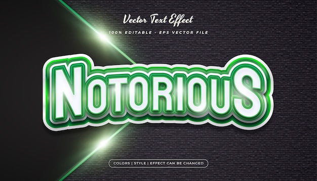 Game text style effect in realistic white and green concept